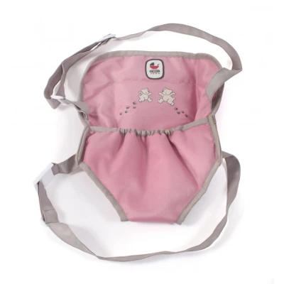 Afbeelding van Poppendraagzak (roze/taupe/beer)