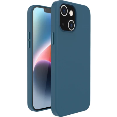 Afbeelding van Accezz Hoesje Geschikt voor iPhone 14 Plus Leather Backcover MagSafe Donkerblauw