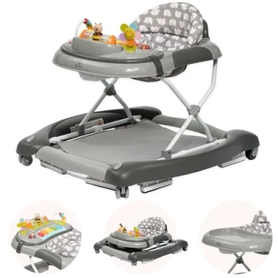 Afbeelding van BRONEA Loopstoeltje baby 4 In 1 Babywalker met schommelfunctie en speelpaneel muziek hoogte verstelbaar klapbaar Loopstoel geruisloze wielen remmen