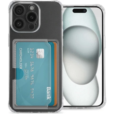 Afbeelding van iMoshion Hoesje Geschikt voor iPhone 15 met Pasjeshouder Softcase Backcover pashouder 3.0 Transparant