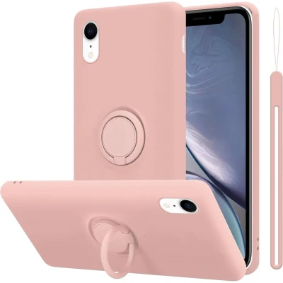 Afbeelding van Cadorabo Hoesje geschikt voor Apple iPhone XR in LIQUID ROZE Beschermhoes van flexibel TPU silicone Case Cover met ring