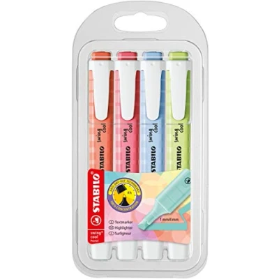 Afbeelding van Stabilo Swing Cool Pastel Markeerstift, Etui Van 4 Stuks Markeerstift