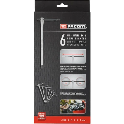 Image de FACOM 84TCD.J6PB Jeu de clés en T avec barre coulissante 2.5 8mm 6 pièces