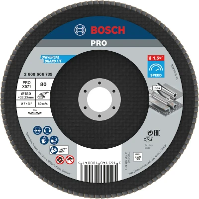 Afbeelding van Bosch Accessories 2608606739 X571 Lamellenschijf Diameter 180 mm Boordiameter 22.33 Staal 1 stuk(s)