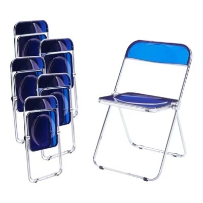 Afbeelding van Klapstoel set van 6 Pornainen 74x46x47 cm donkerblauw [en.casa]