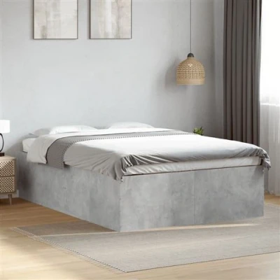 Afbeelding van Bedframe Led Massief Hout Wit 140X190 cm 140 x 200 / Betongrijs