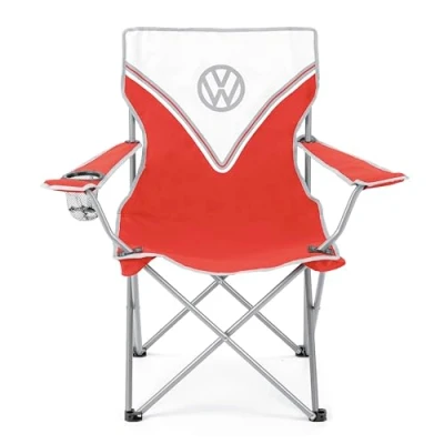 Afbeelding van Board Masters VW Collection Volkswagen opvouwbare campingstoel met bekerhouder in Bus T1 Bulli design, 85 cm (Classic Bus/rood)