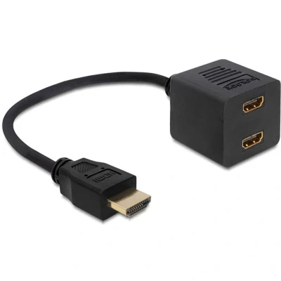 Afbeelding van Delock 65226 HDMI Adapter [1x stekker 2x bus] Zwart 12.00 cm