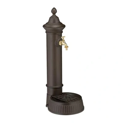 Afbeelding van Relaxdays waterzuil antiek buitenkraan gegoten aluminium 72x26x31 cm waterkraan tuin