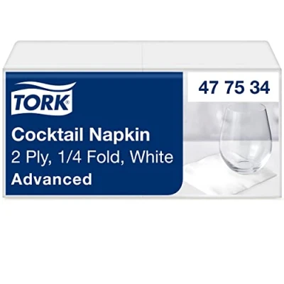Afbeelding van Cocktailservetten Tork 1/4 vouw 2 laags 200st wit 477534