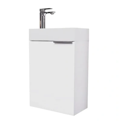 Afbeelding van Planetmöbel wastafel met onderkast 40 cm badkamer gastentoilet, wit