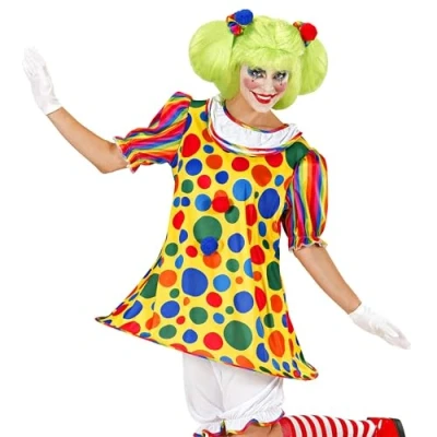 Afbeelding van Widmann Clown &amp; Nar Kostuum Vrolijk Meisje Vrouw Multicolor Medium Carnavalskleding Verkleedkleding