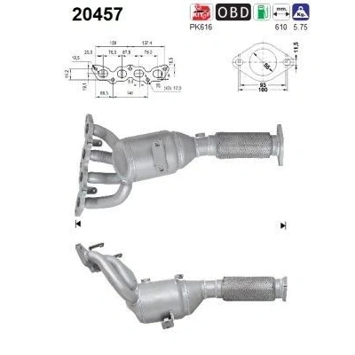 Afbeelding van AS 20457 Katalysator Euro5/Euro6 FORD: FIESTA 6, 6 Van