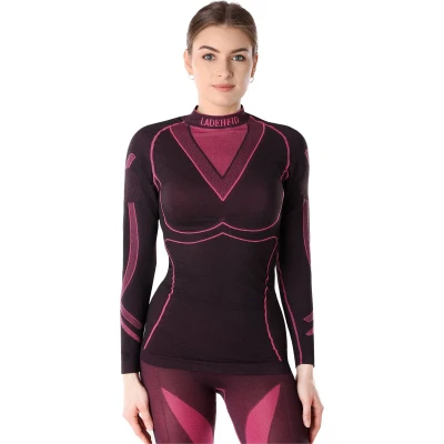 Afbeelding van Ladeheid Thermoshirt Thermo ondergoed Dames Thermokleding Longsleeve Zwart/Roze S LA LA40 WOMEN Top