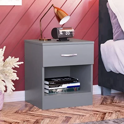 Afbeelding van Vida Designs Riano Nachtkastje, technisch hout, grijs, H 47 x W 40 D 36