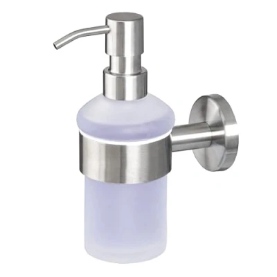 Afbeelding van badkamerserie Zeepdispenser van glas &amp; RVS, mat