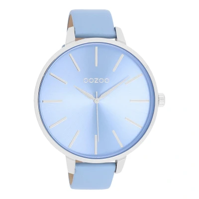 Afbeelding van Oozoo Timepieces Dameshorloge met metalen band, modern dameshorloge, elegant, analoog rond horloge (48 mm behuizing), C11073 lichtblauw/lichtblauw, armband