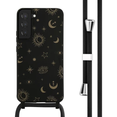 Afbeelding van iMoshion hoesje Geschikt voor Samsung Galaxy S22 Plus met koord Siliconen Zwart
