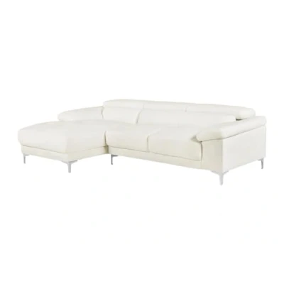 Afbeelding van LINEA SOFA Leren hoekbank SOLANGE wit Hoek links L 265 cm x H 90 D 167