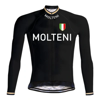 Afbeelding van Retro Wielershirt met lange mouwen Molteni Zwart REDTED