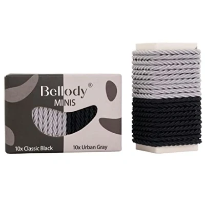 Afbeelding van Bellody® Minis 20 stuks mini haarelastiekjes voor gevlochten kapsels en kleine vlechten, zwart/grijs