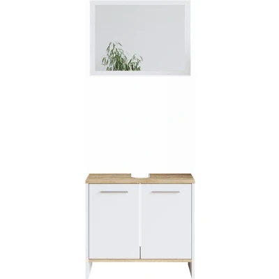 Afbeelding van Vicco Badkamermeubel set Elvio, Wit/Sonoma, 2 delen