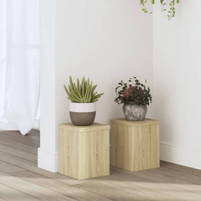 Afbeelding van vidaXL Plantenstandaards 2 st 15x15x20 cm bewerkt hout sonoma eiken