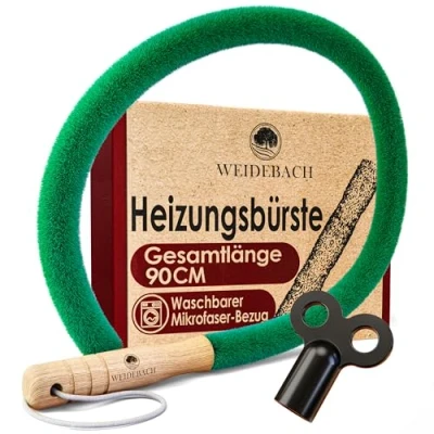Afbeelding van WEIDEBACH® Radiatorborstel V 2.0, 90 cm, lange microvezelborstel, borstel voor het reinigen van radiatoren zonder dierenharen, past in elke hoek