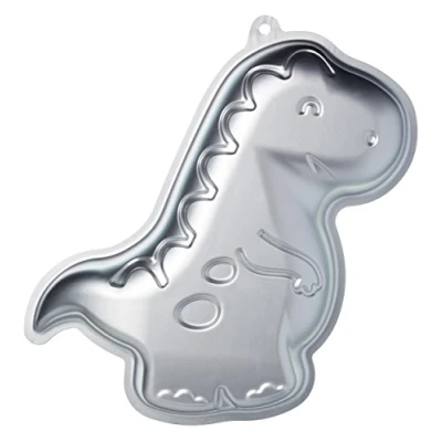 Afbeelding van Kitchen Craft Dinosaurus taartvorm met recept, geanodiseerd aluminium, 31,5 x 22,5 5 cm