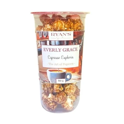 Afbeelding van Everly Grace Popcorn Espresso Euphoria, 60 g popcornbekers met zoete karamel en echte espresso, stil knabbelen, handgemaakt in Duitsland