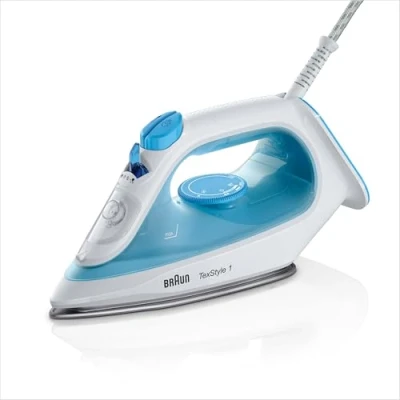 Afbeelding van Braun TexStyle 1 stoomstrijkijzer SI 1050BL met SuperCeramic strijkzool verticale stoom, 2000 watt, blauw