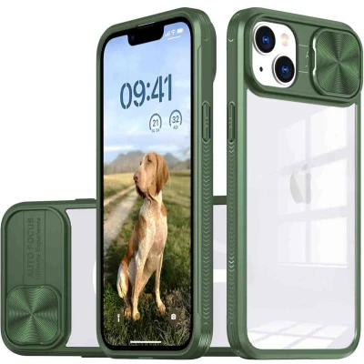Afbeelding van iMoshion Hoesje Geschikt voor iPhone 13 Ruimte 2 pasjes Backcover met pasjeshouder Donkergroen