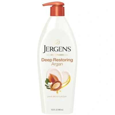 Afbeelding van Jergens Hydraterende bodylotion met diep herstellende arganolie, 476,3 g, rustgevende hydratatie voor het hele lichaam, revitaliserende arganolie en vitamine E, olie, dermatologisch getest