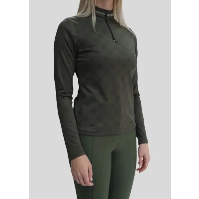 Image de Montar Chemise MoAvina Monogram Caviar Crystal Deco Longues Manches Pine Green