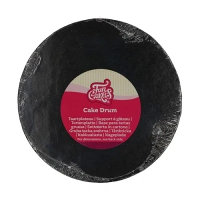 Afbeelding van FunCakes Cake Drum Rond Zwart Ø20 cm / 12 mm Taartonderlegger Taartkarton