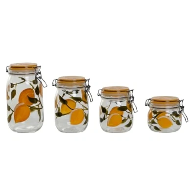 Afbeelding van Set van 4 Potjes Home ESPRIT Geel Kristal Ijzer 1,5 L Onderdelen