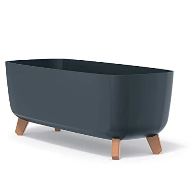 Afbeelding van Prosperplast Gracia Bloempot met poten en inzet Antraciet 58 x 24 23,5 cm