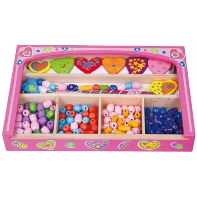 Afbeelding van Viga Toys Houten rijgkralen set Hart