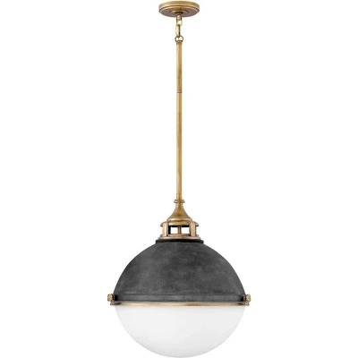 Afbeelding van Hinkley LED Pendelarmatuur Fletcher 3X E27 Max 60W Dimbaar Aged Zinc &amp; Heritage Brass