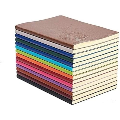 Afbeelding van GRT A5 PU lederen kleurrijke schrijfboek, notitieboek, dagboek, notitieblok, dagelijks leuke reisdagboek, set van 4 willekeurige kleuren