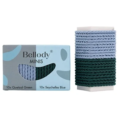 Afbeelding van Bellody® Minis 20 stuks mini haarelastiekjes voor gevlochten kapsels en kleine vlechten, groen/blauw