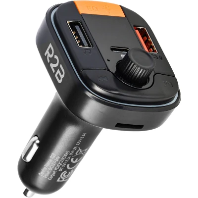 Afbeelding van R2B® Bluetooth FM Transmitter Auto Autolader Carkit Receiver Met USB C en A &amp; Micro SD Poort Autoaccessoires