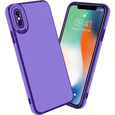 Afbeelding van Cadorabo Hoesje geschikt voor Apple iPhone XS MAX in Glossy Paars Rose Goud Beschermhoes van flexibel TPU silicone Case Cover en met camerabescherming
