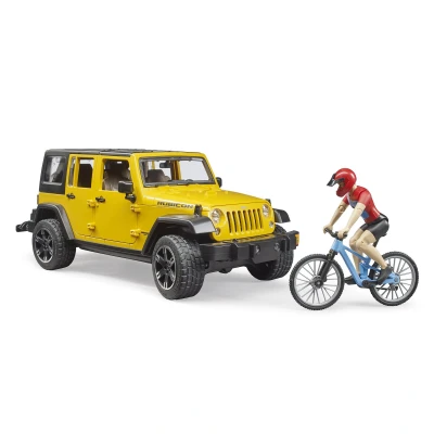 Afbeelding van Bruder 02543 Jeep Wrangler Rubicon Met Mountainbike En Fietser
