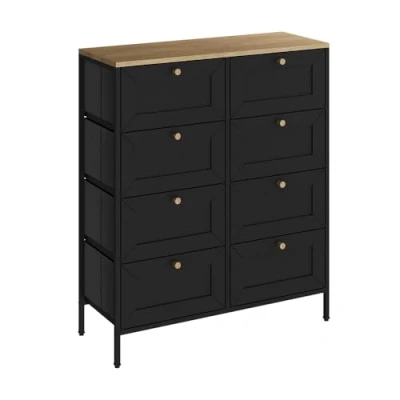Afbeelding van Vicco Belaro Bijzettafel 80 x 95 cm met 8 laden Zwart