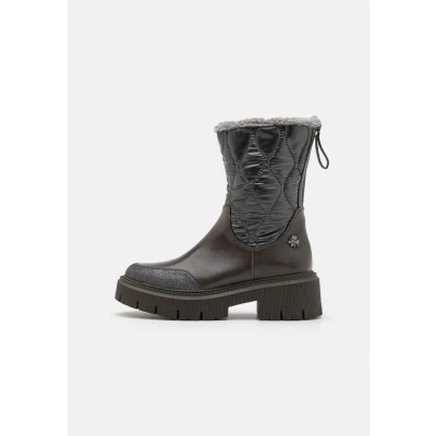 Afbeelding van Marco Tozzi Plateaulaarzen, Dames, Maat: 40, Pewter Imitatieleer/ textiel