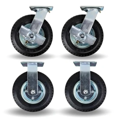 Afbeelding van FROSAL Set zwenkwielen en vaste wielen Luchtwiel 200 mm diameter Luchttransportwiel Transportwielen voor pallets