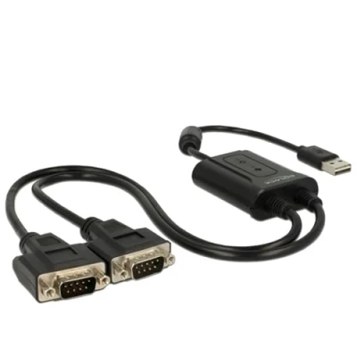 Afbeelding van Easy USB A (m) naar 2x 9 pins SUB D met moeren seriële RS232 adapter / ASIX chip 0,60 meter