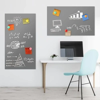 Afbeelding van magnetische folie, zelfklevende houder, magneetbord, ferromagnetische om te schrijven, wasbaar en magnetisch (motief 1A, grijs)