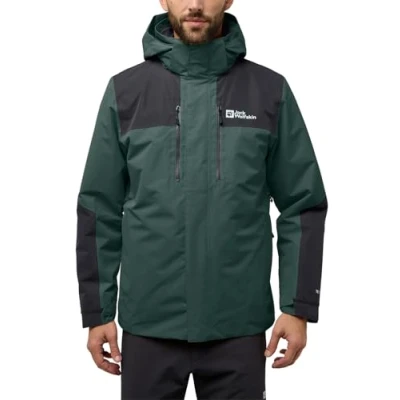 Afbeelding van Jack Wolfskin Jasper 3IN1 JKT M Regenjas, Heren, Maat: Small, Black olive